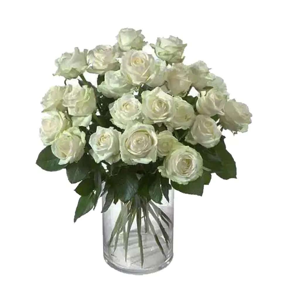 Elegant White Roses Vase Arrangement