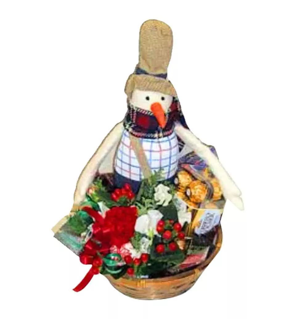 Snowman Cheer Chocolate & Flower Bundle